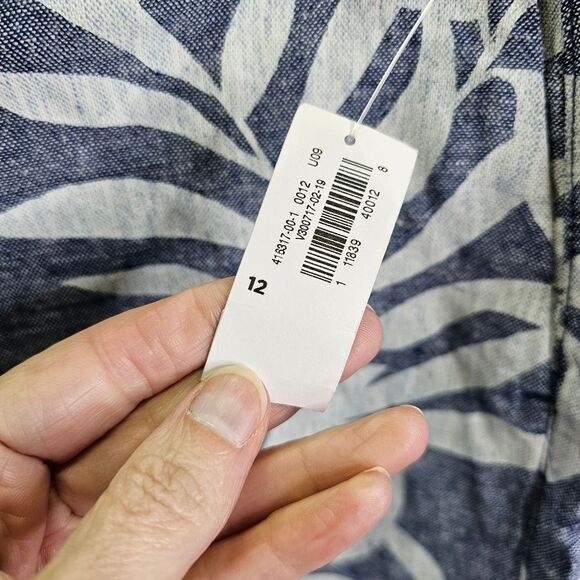 Old Navy Blue Floral Linen Blend Everday Shorts Size 12 - Picture 4 of 8